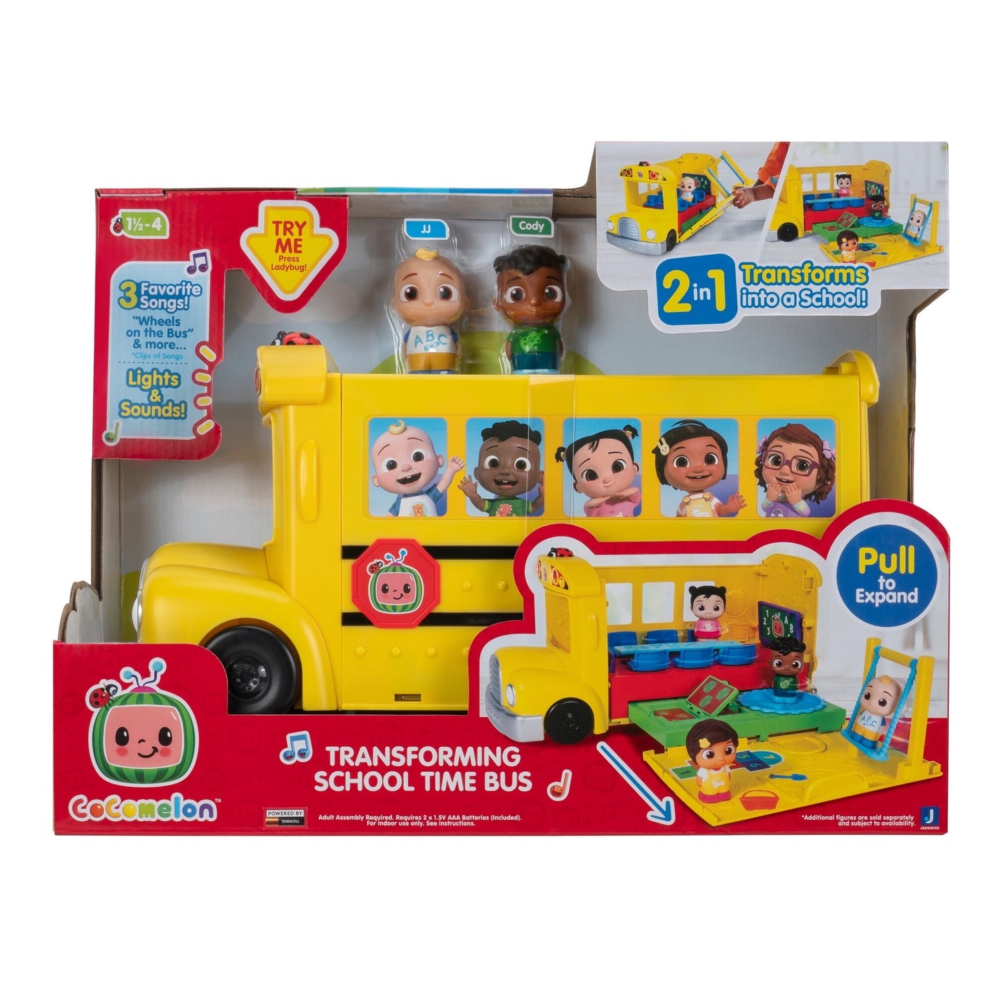 CoComelon Transforming School Time Bus with Lights and Sounds Vehicle Playset Baby and Toddler Toys