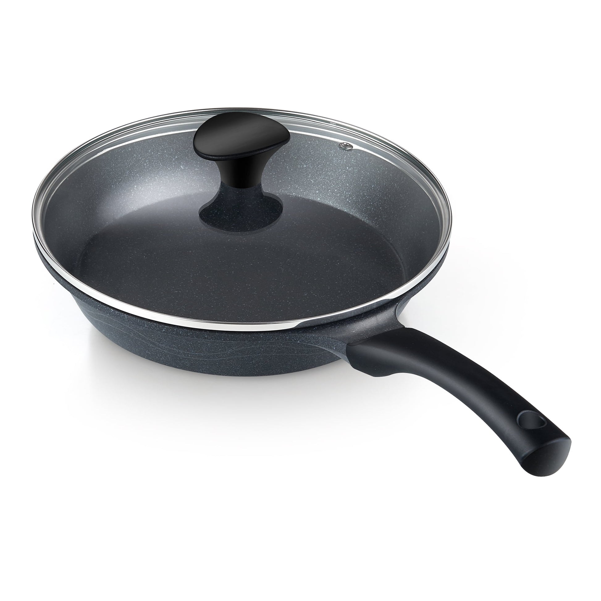 Cook N Home Nonstick Marble coating Saute Skillet Pans 10.5-inch with Lid, Made in Korea