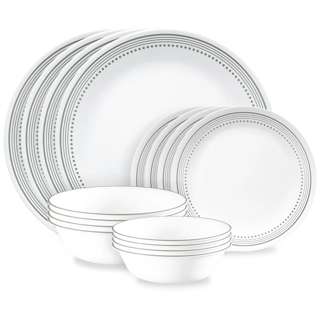 Corelle Classic Mystic Gray 16-Pieces Dinnerware Set