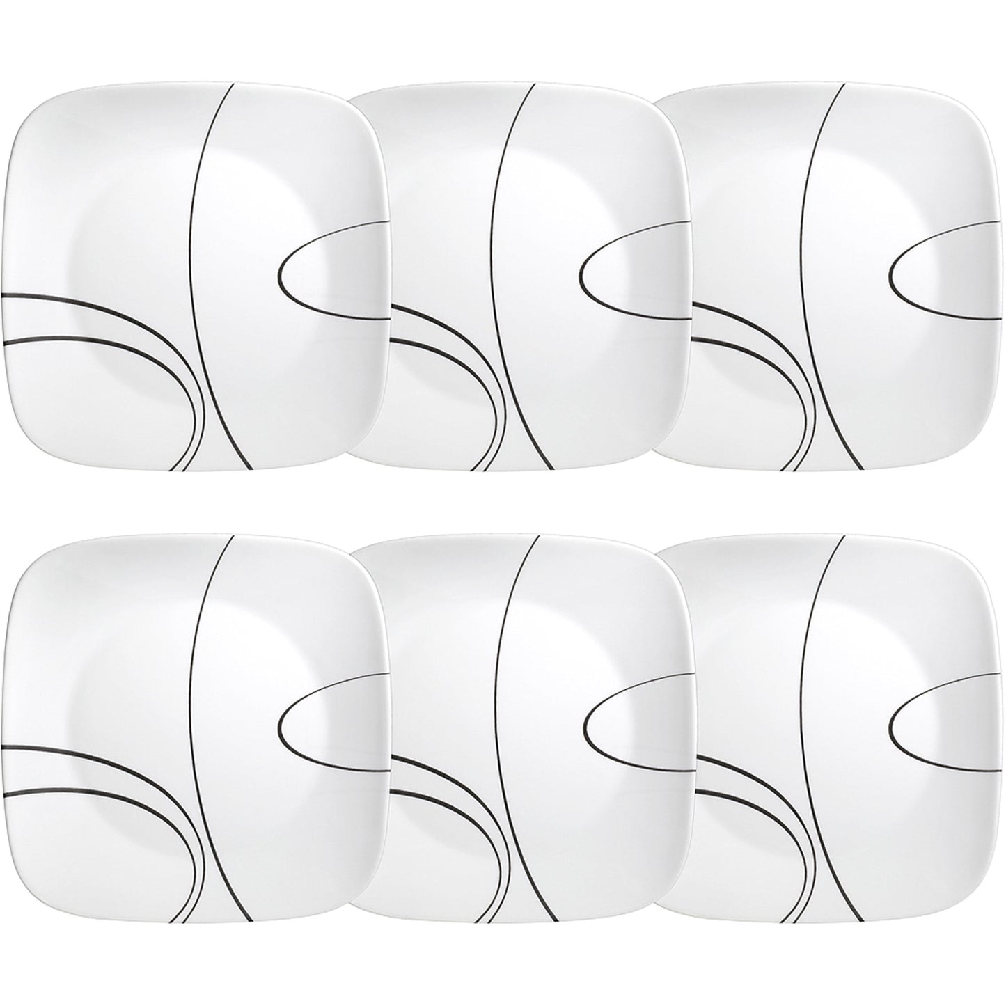 Corelle Simple Lines, Square Dinnerware Set, 6 Piece Set