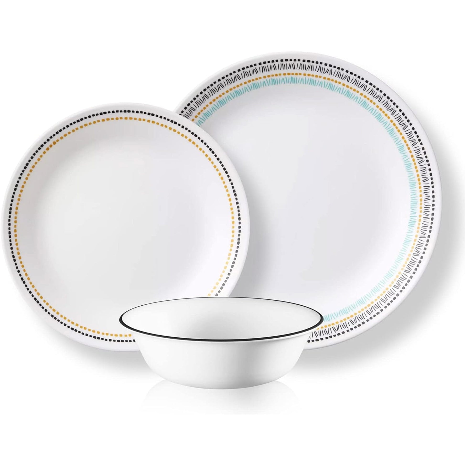 Corelle Vitrelle Glass Round Dinnerware Set, 12 Piece Set, Service for 4, Paloma