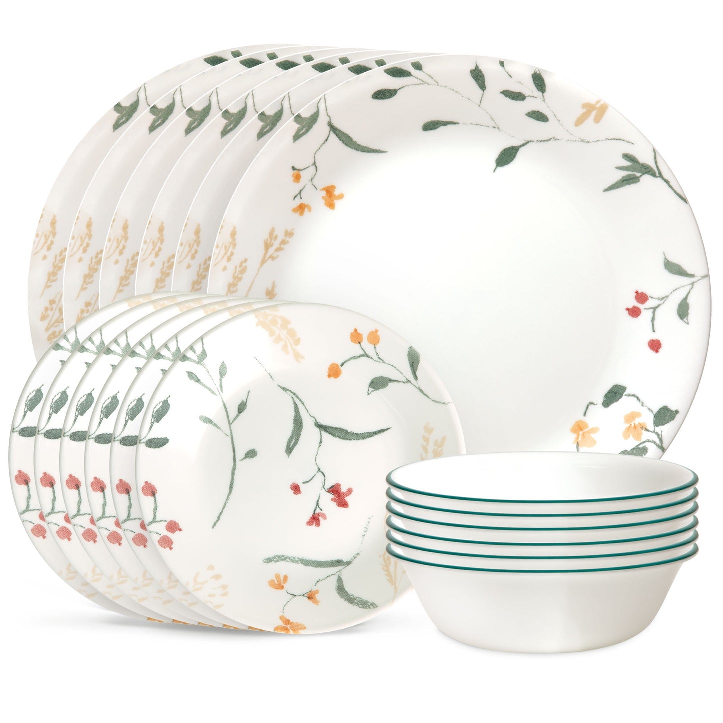 Corelle Wildflower Scatter 18-Piece Dinnerware Set, Service for 6