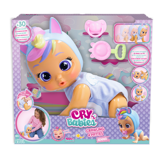 Cry Babies Crawling Jenna Interactive Baby Doll with 35+ Realistic Baby Sounds - Kids Ages 18 months and up