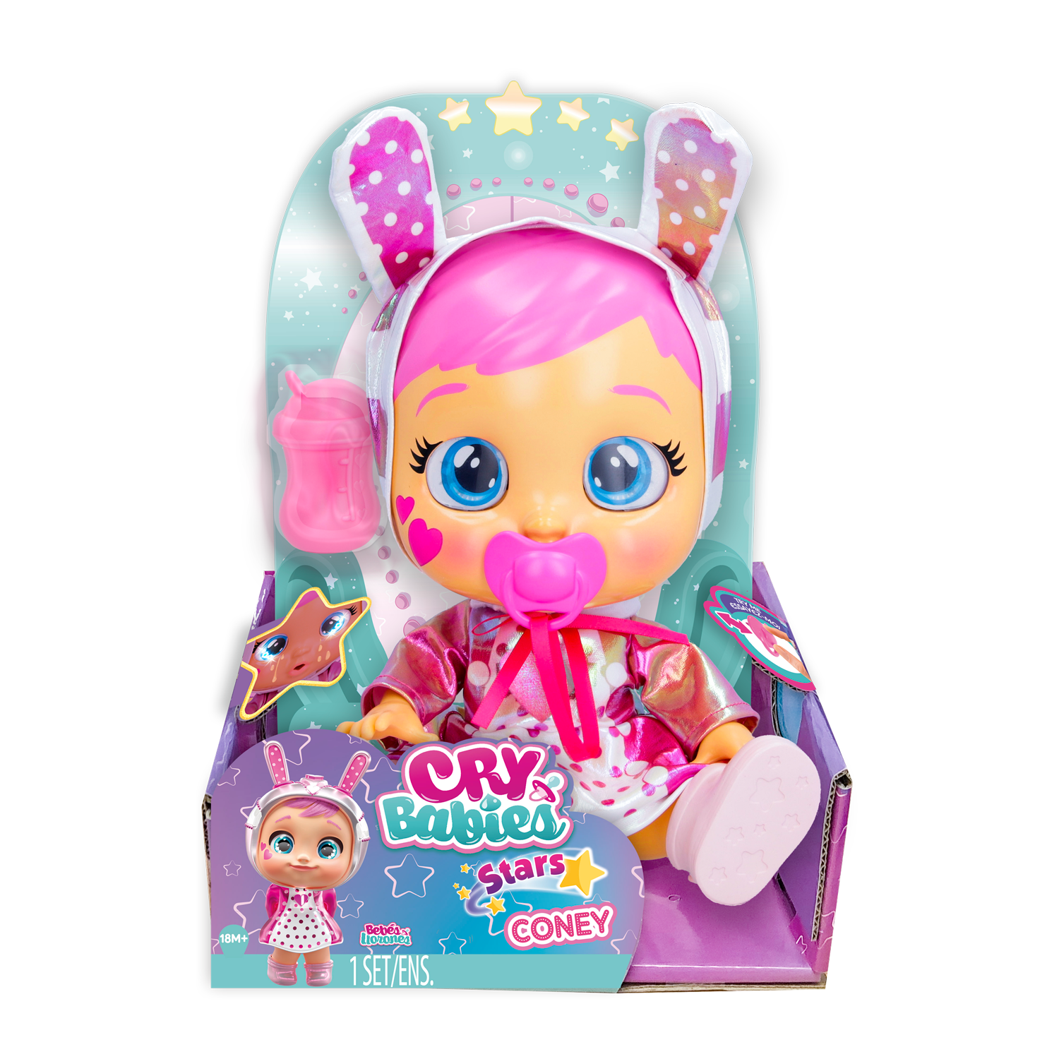 Cry Babies Star Coney with Light Up Eyes and Star Themed Outfit Kids Age 18 months and Up.