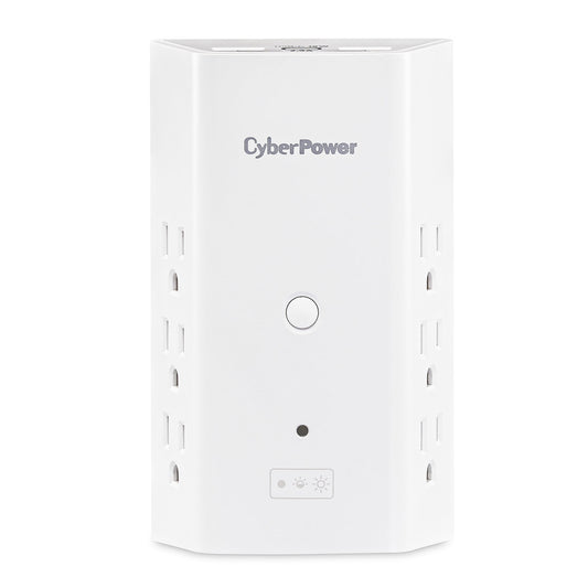 CyberPower P6WUCL - 900 J White Surge Protector with Night Light, 3 USB-A Ports, 6 Outlets