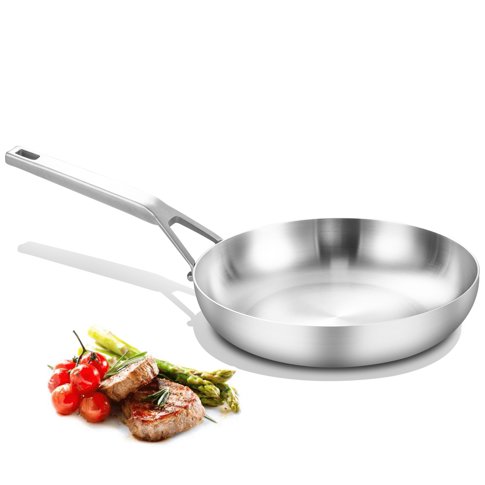 DELARLO Whole Body Tri-Ply Stainless Steel 8Inch Frying Pan, kitchen Small Skillets,Chef's Pan Dishwasher and  Oven Safe, (Removable Handle)