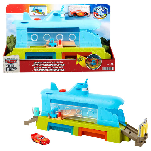 Disney Pixar Cars Submarine Car Wash Playset with Color-Change Lightning McQueen Toy Car