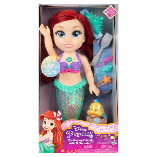 Disney Princess The Little Mermaid 14 Inch  Singing Bath Time Play Ariel Doll and Flounder