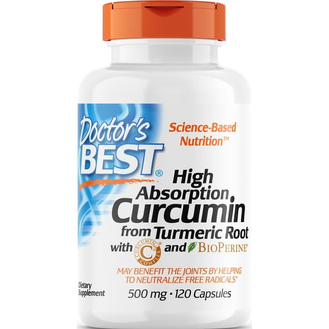 Doctor's Best Curcumin From Turmeric Root, Non-GMO, Gluten Free, Soy Free, Joint support, 500mg Caps with C3 Complex & BioPerine, 120 Veggie Caps