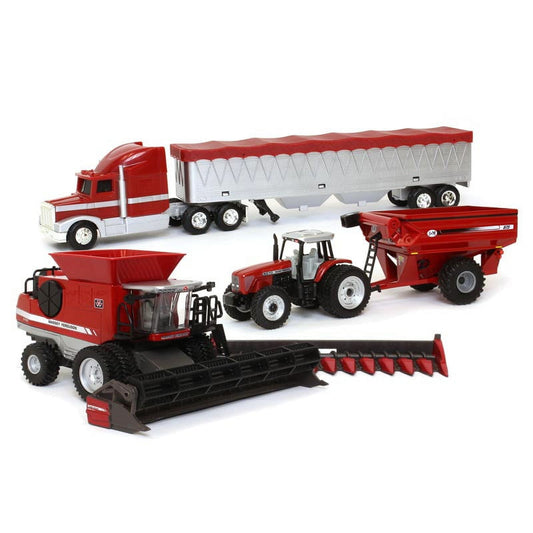 ERTL 1/64th Massey Ferguson 4 Piece Harvesting Vehicle Playset Set 16260