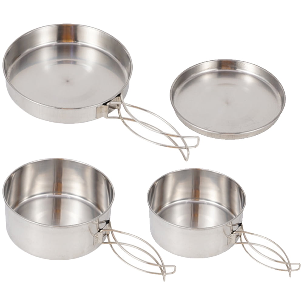 Eease Stainless Steel Camping Cookware Set with Lid and Handle