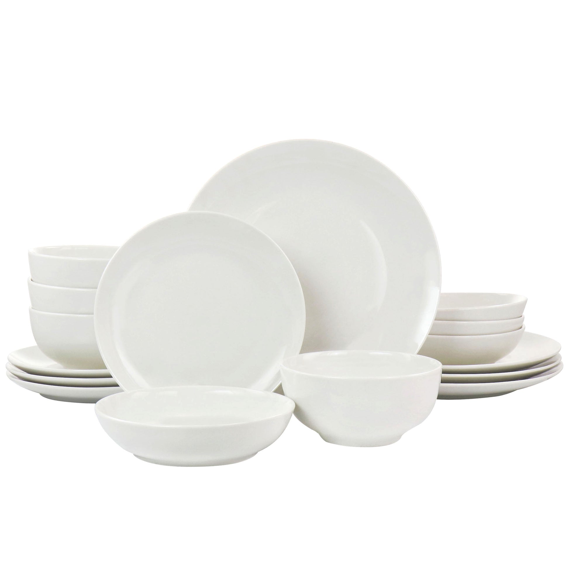 Elama Camellia 16 Pieces Porcelain Double Bowl Dinnerware Set