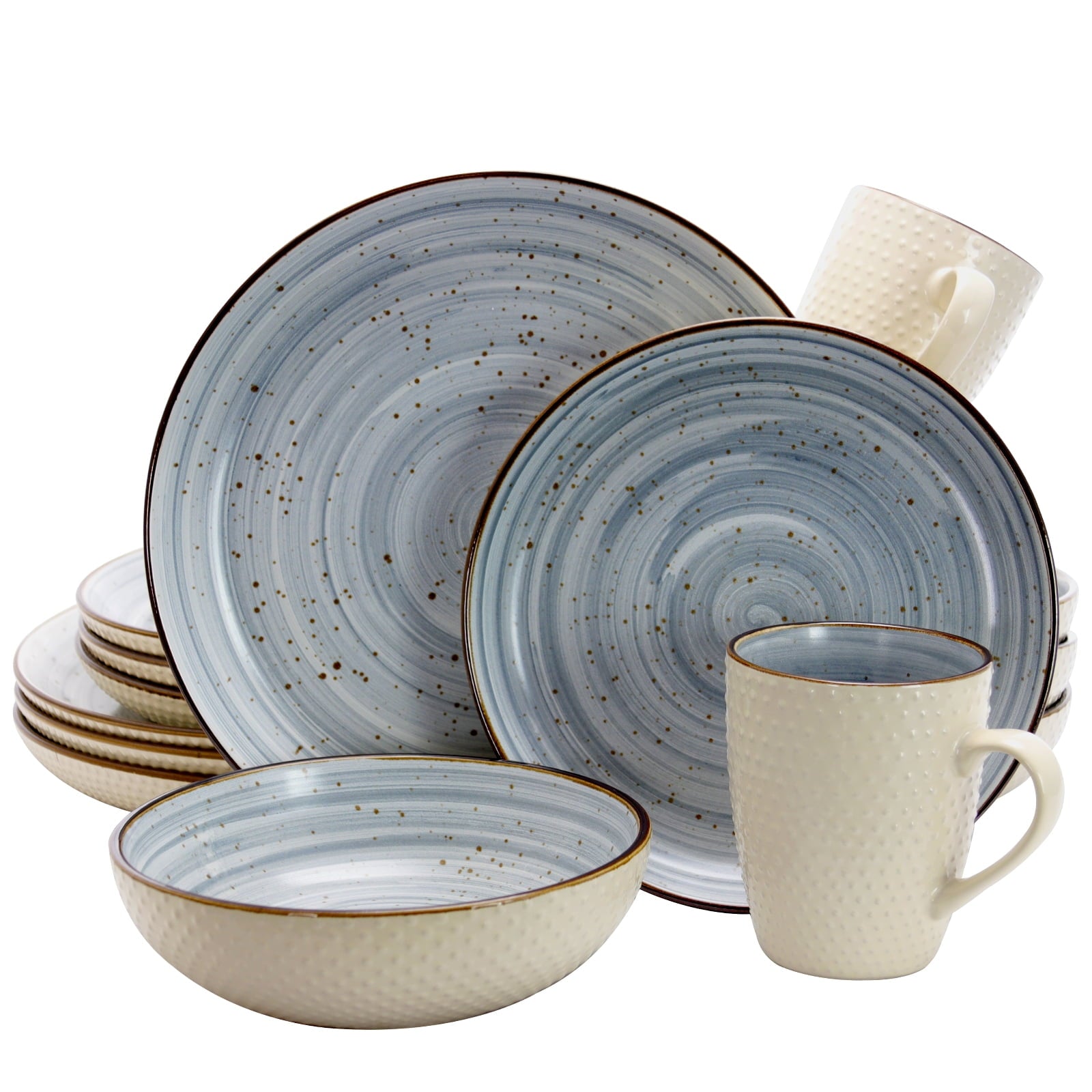 Elama Mellow 16 Piece Dinnerware Set in Powder Blue