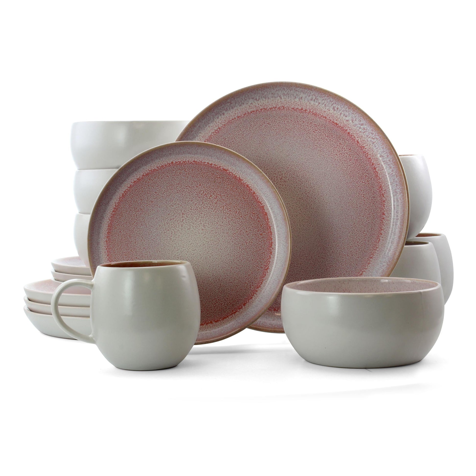 Elama Mocha Mauve 16 Piece Stoneware Dinnerware Set in Purple