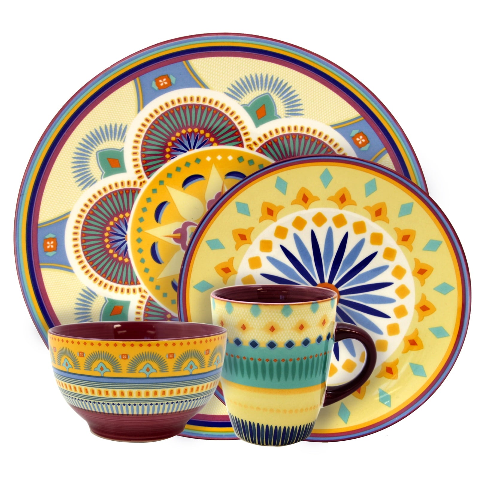 Elama Puesta De Sol 16 Piece Service for 4 Stoneware Dinnerware Set