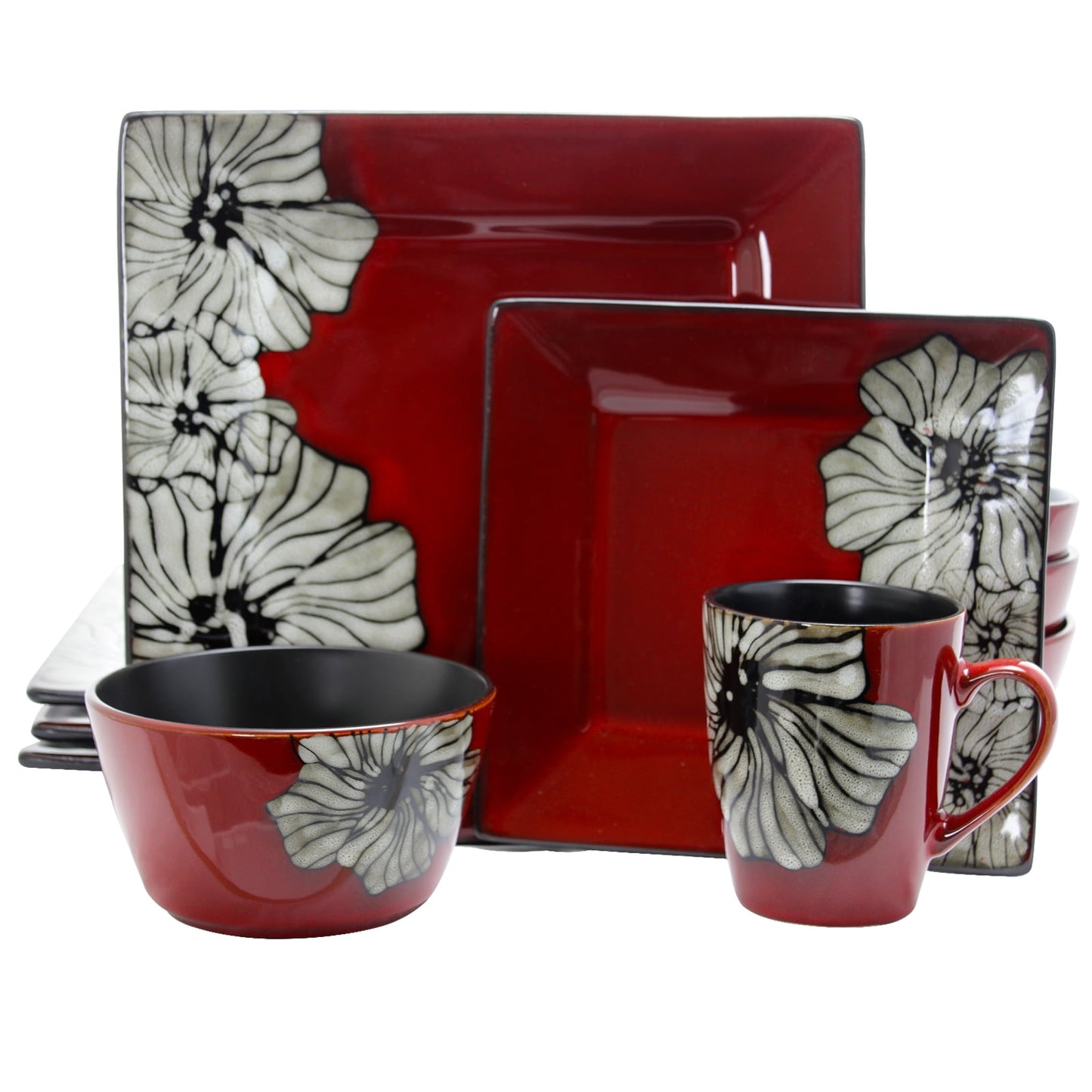 Elama Winter Bloom 16-Piece Dinnerware Set