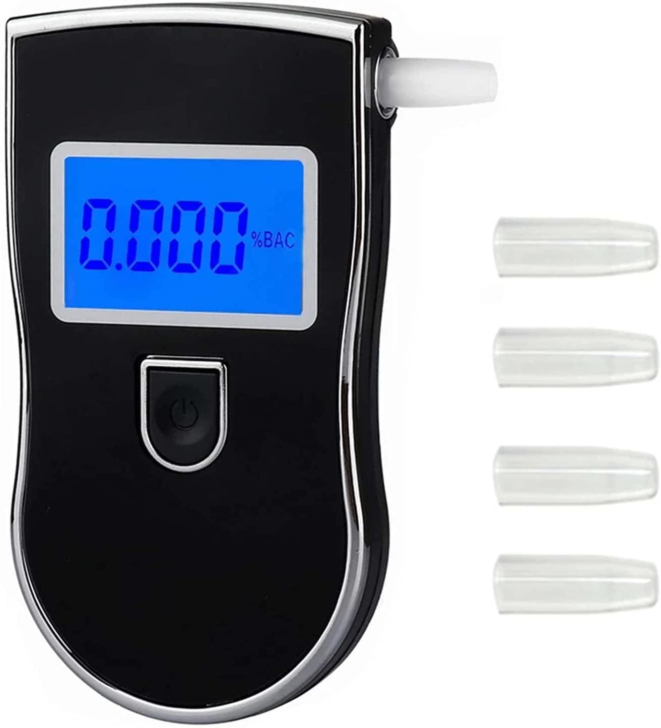 Electronic Breathalyzer, Professional Portable Alcohol Tester with LED Digital Display Screen and 5 Mouthpieces, Semiconductor Sensitivity Sensor -Adélala