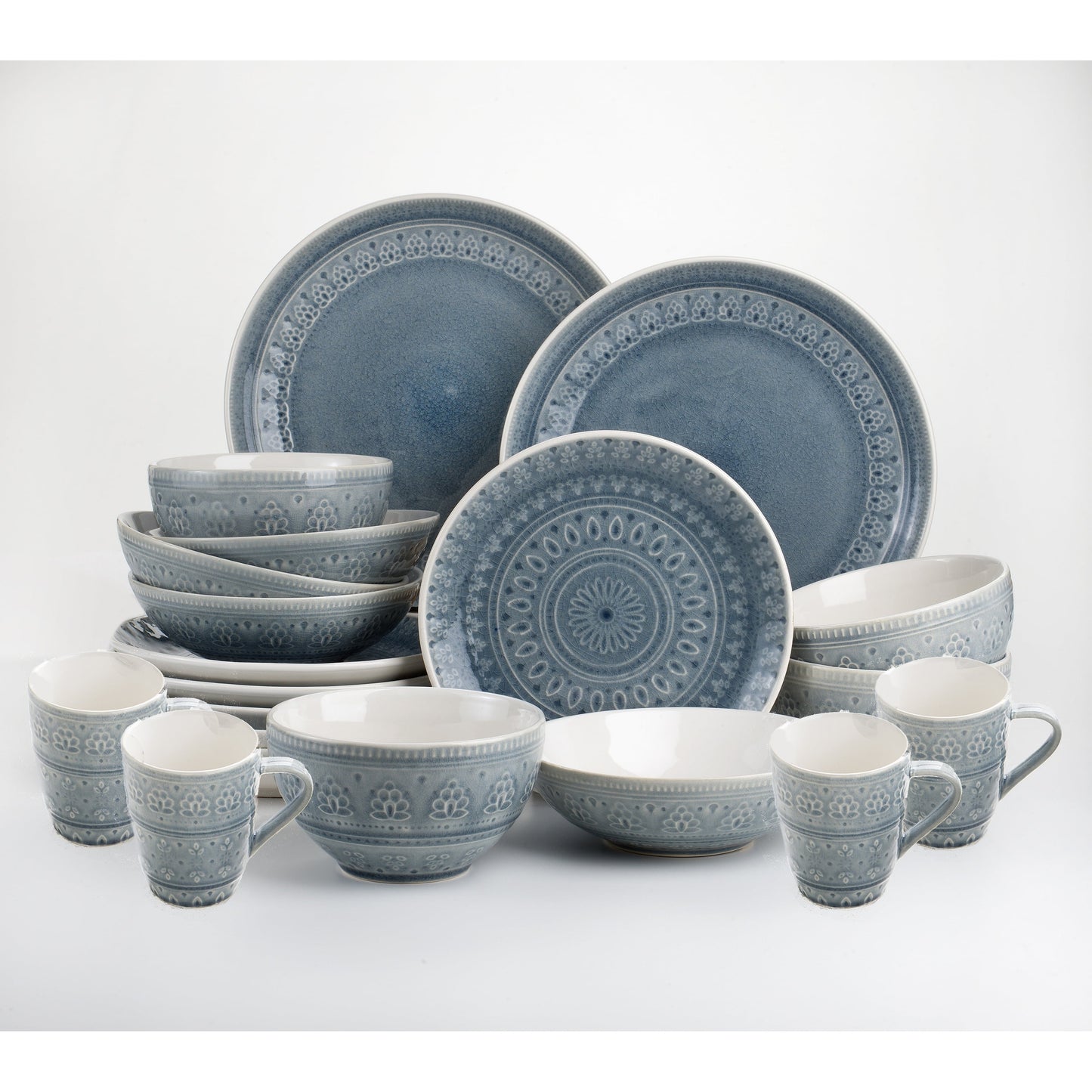 Euro Ceramica Inc. Euro Ceramica Fez 20-piece Crackle-glaze Stoneware Dinnerware Set (Service for 4) Grey