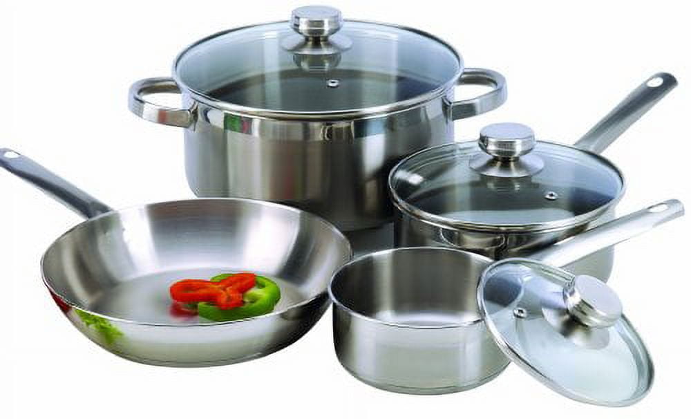 Excelsteel Stainless Steel Cookware Set, 7 Piece, Silver