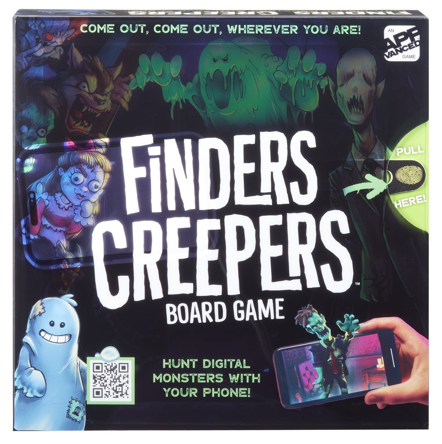 Finders Creepers Board Game, Hunt Digital Monsters with Phone, 2-4 Players, Ages 8+