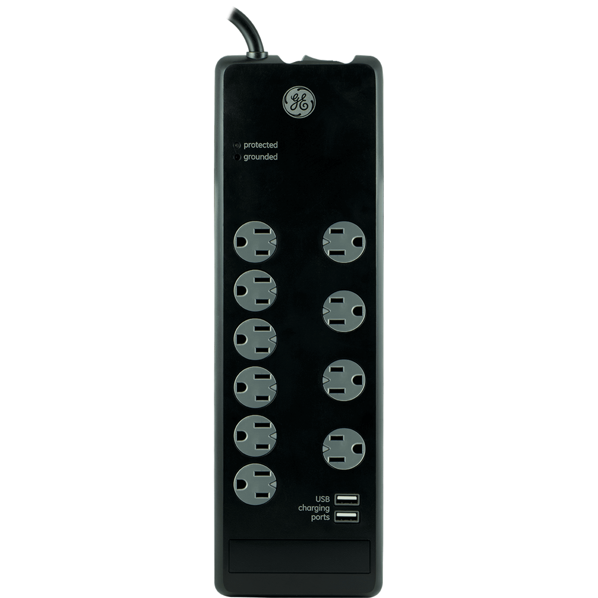 GE 10-Grounded Outlet, 2 USB Premium Surge Protector, 6 ft Cord