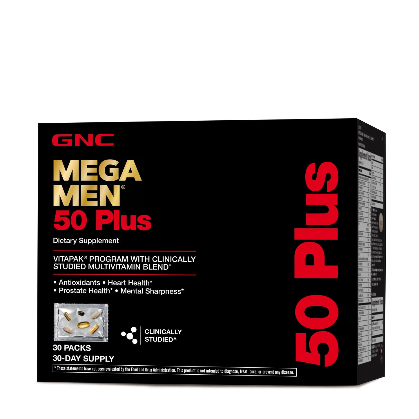 GNC Mega Men 50 Plus Vitapak | Antioxidants, Heart Health, Prostate Health, and Mental Sharpness | 30 Count