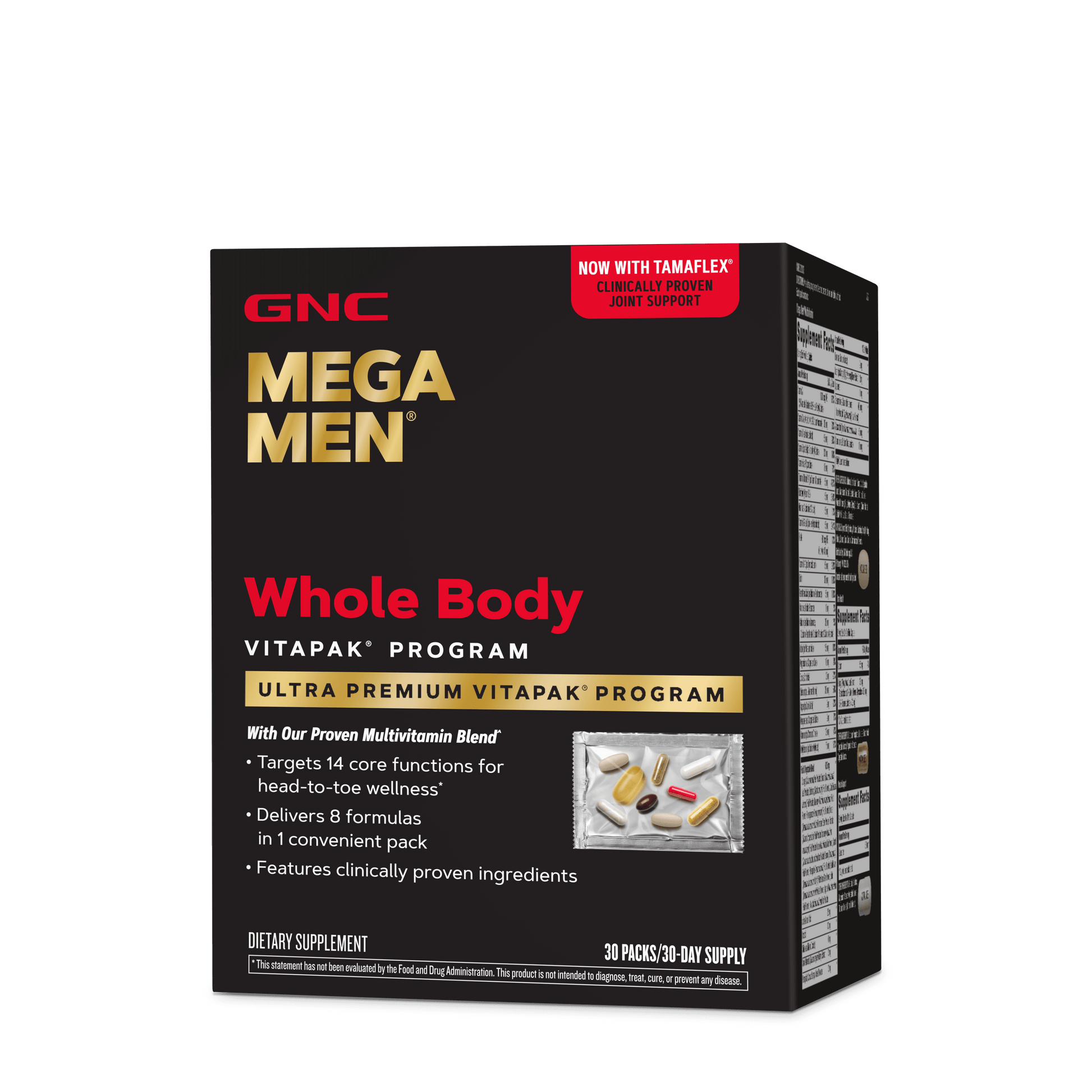 GNC Mega Men Whole Body Vitapak Program | Clinically Proven 8-in-1 Multivitamin Formula | 30 Count