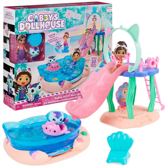 Gabby’s Dollhouse, Pool Playset with Figures and Accessories