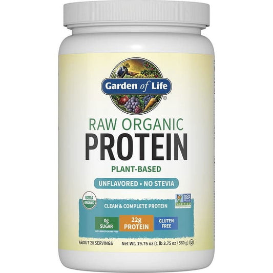 Garden of Life Raw Organic Protein Powder, Unflavored, 22g Protein, 1.2lb, 19.8oz