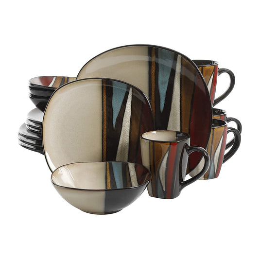 Gibson Elite Althea 16 Pc Plates, Bowls, & Mugs Dinnerware Set, Multicolor