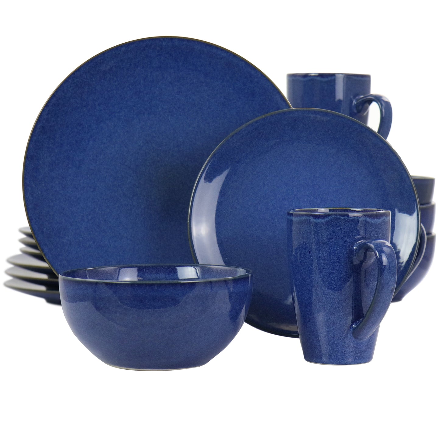 Gibson Elite Lisbon 16 Piece Round Stoneware Dinnerware Set in Cobalt