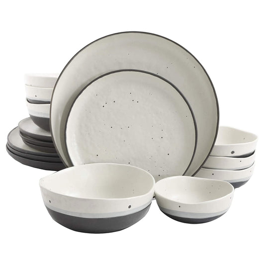 Gibson Elite Rhineback Double Bowl 16 Piece Dinnerware Set with Plates and Bowls