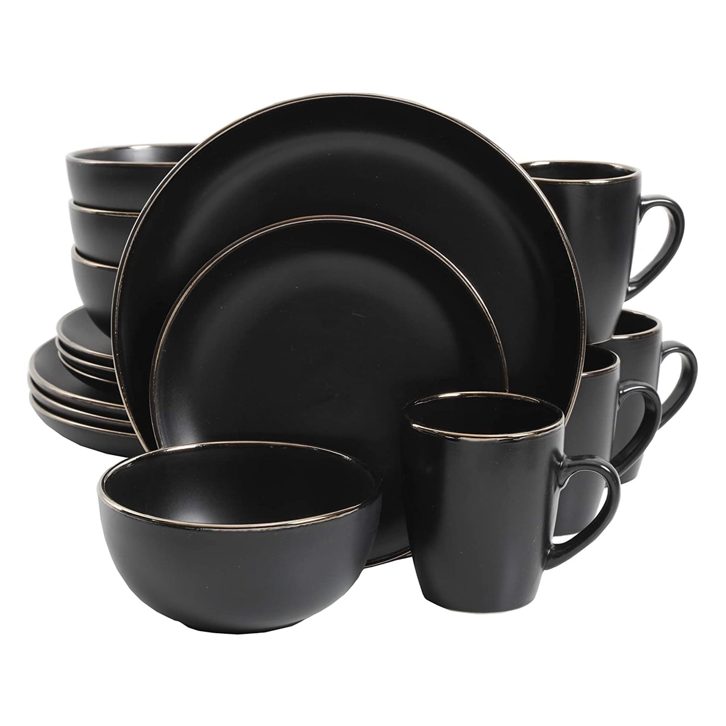 Gibson Home Rockaway Round Stoneware Dinnerware Set, Service for 4, White