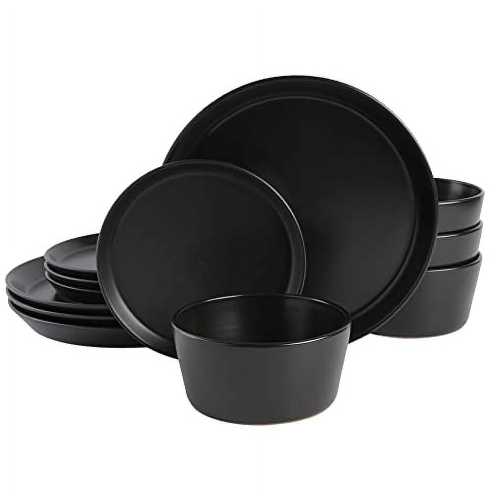 Gibson Soho Lounge Rachel 12 Piece Coupe Dinnerware Set, Matte Black