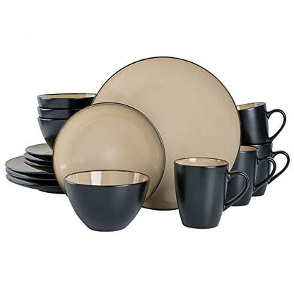 Gibson Soho Lounge Round 16-Piece Dinnerware Set - Taupe