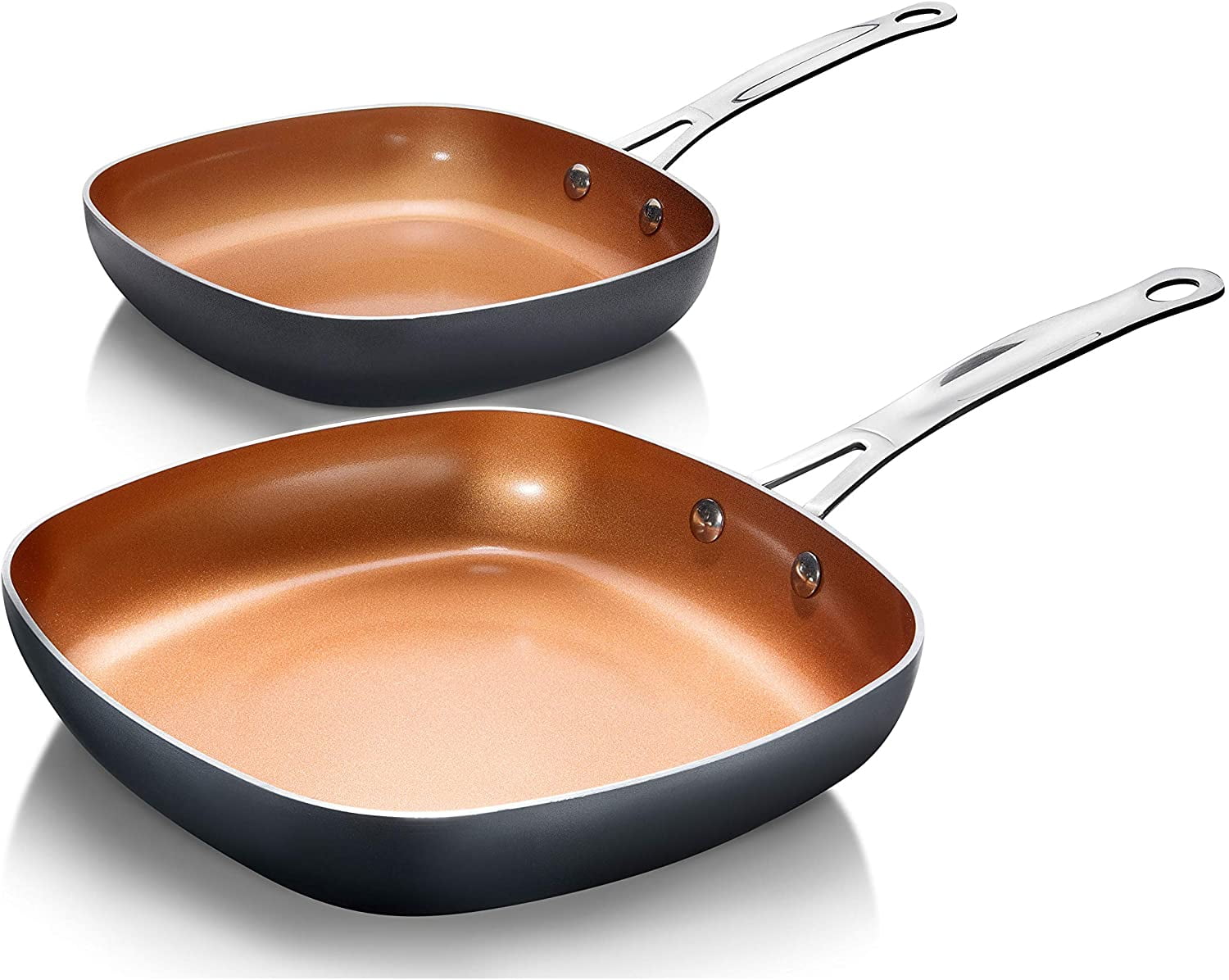 Gotham Steel Diamond Nonstick 8.5 inch & 9.5 inch Square Fry Pan Set