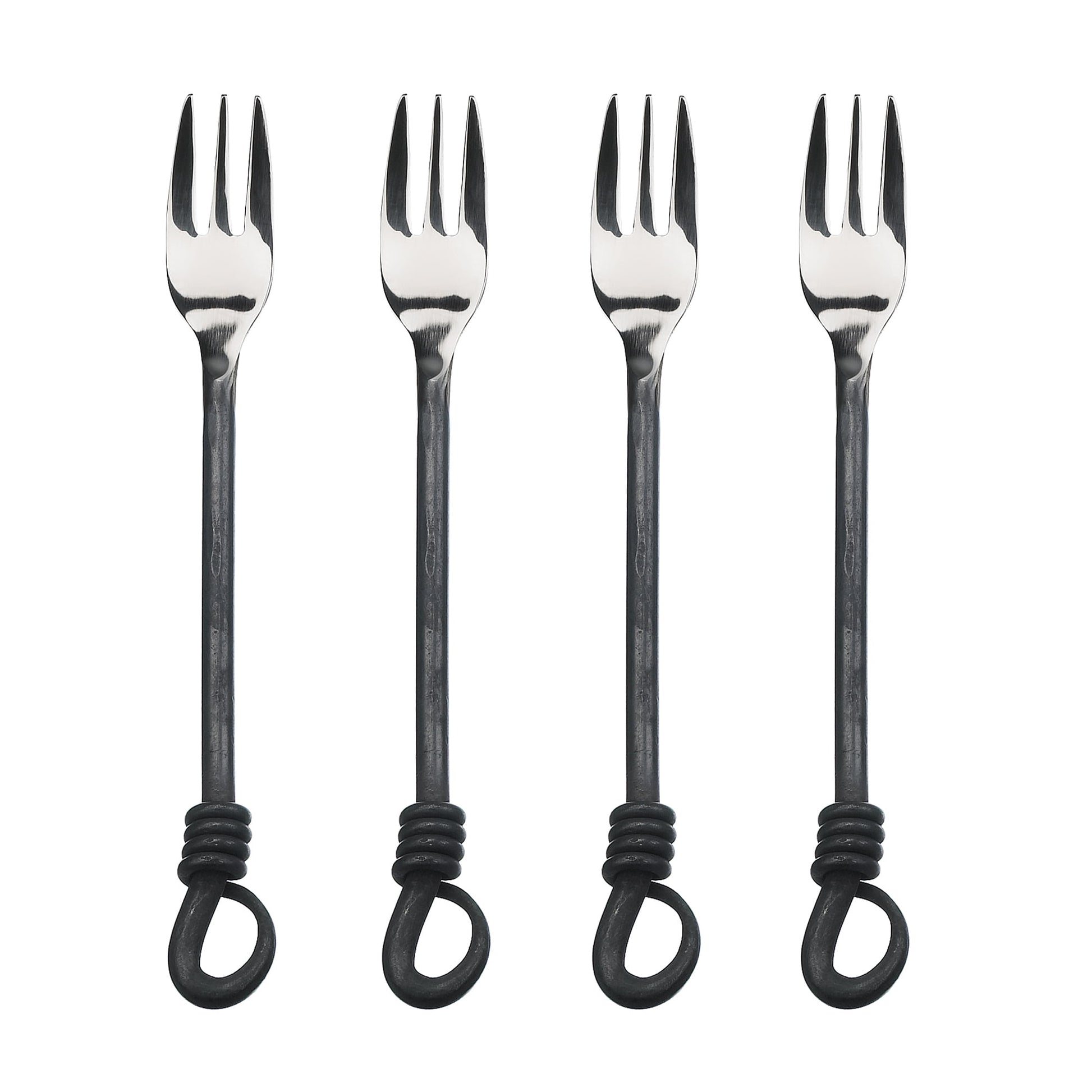 Gourmet Settings Twist N Shout Cocktail Fork, 18/10 Stainless Steel, Set of Four