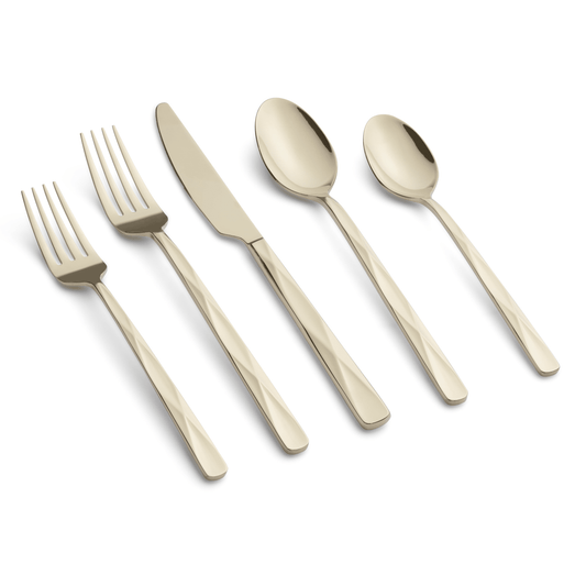 Graze by Cambridge Ayden Champagne Mirror Forged 18/0 Stainless Steel 20-Piece Flatware Set, Service for 4