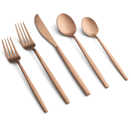 Graze by Cambridge Kiki Copper Satin Forged 18/0 Stainless Steel 20-Piece Flatware Set, Service for 4