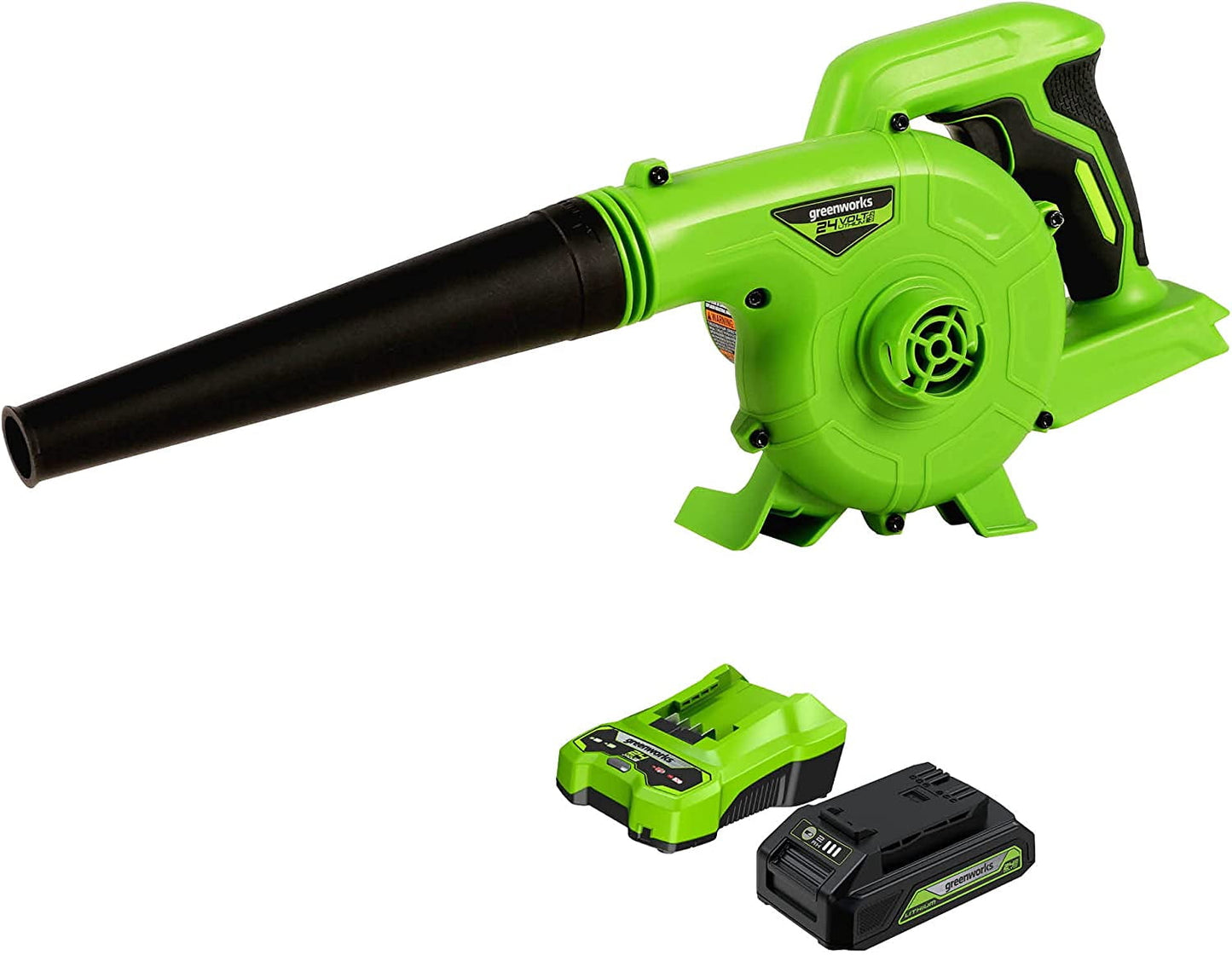 Greenworks 24V 180CFM/90 MPH Shop Blower, 2.0Ah Battery and Charger Included