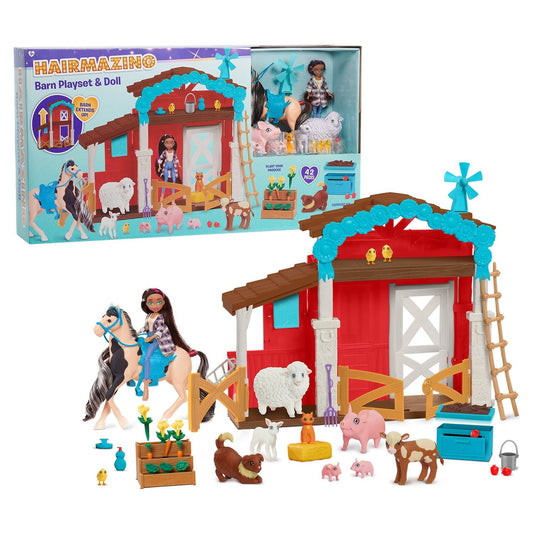 Hairmazing Doll & Barn Set, Kids Toys for Ages 3 up