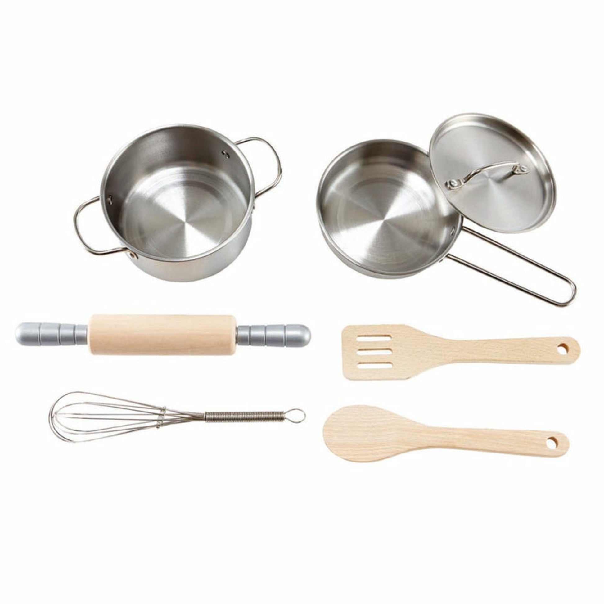 Hape Chef's Choice Kids Cooking Kit, 7 Pieces, Wooden & Stainless Steel Kitchen Accessories