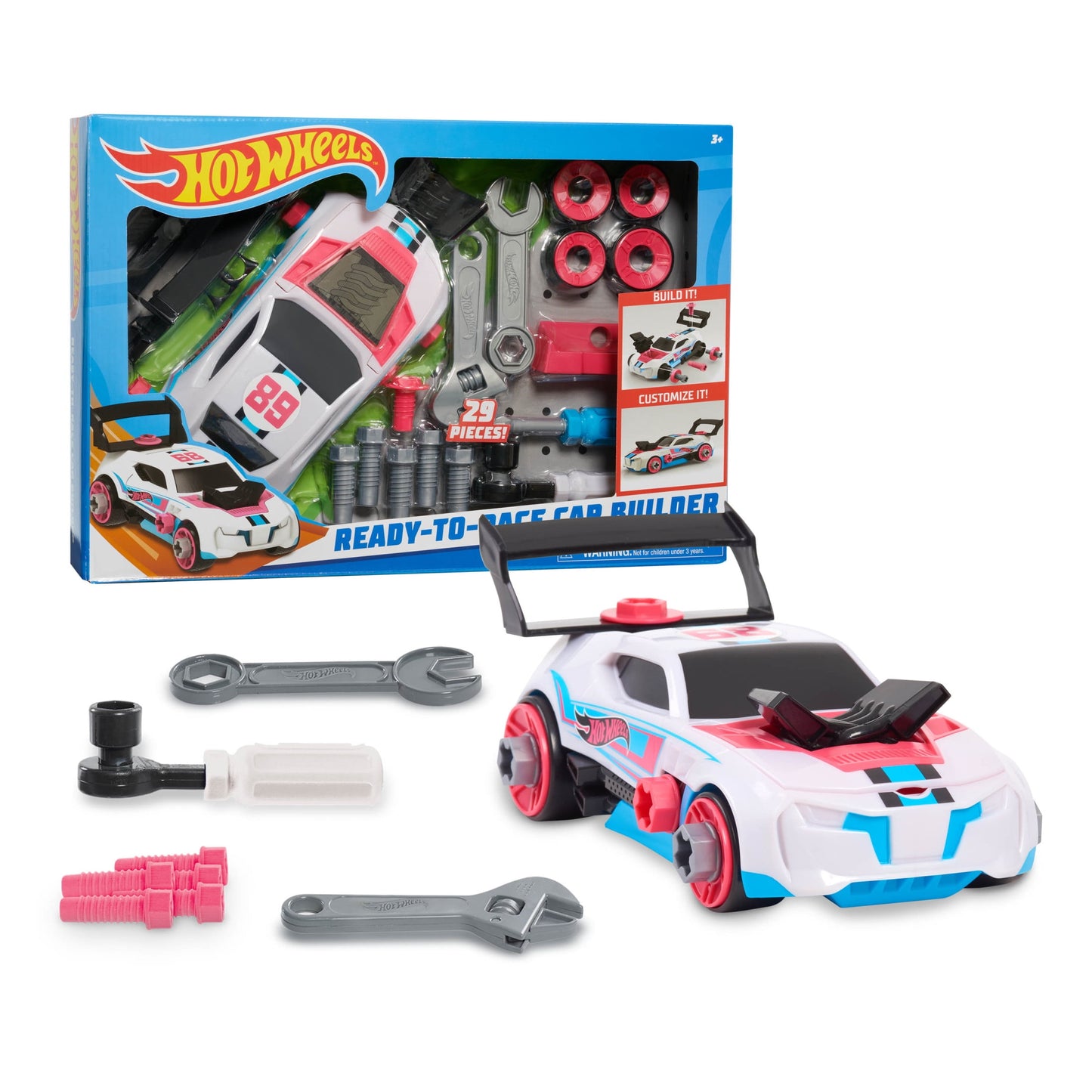 Hot Wheels Ready-to-Race Car Builder Set, Twinduction Vehicle, Kids Toys for Ages 3 up