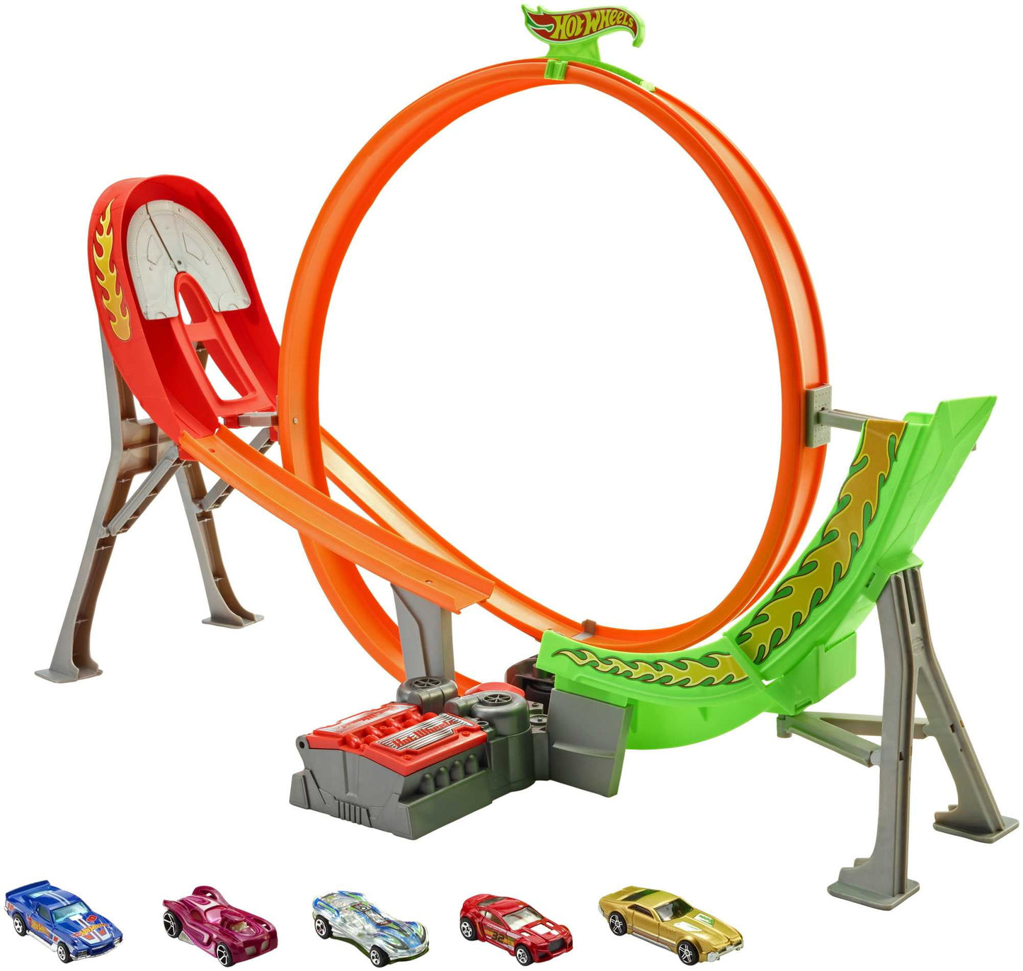 Hot Wheels Action Power Shift Motorized Raceway Track Set, 5 Cars in 1:64 Scale, Length: 31.5 in