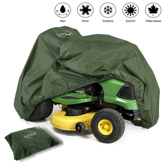 IClover Waterproof Lawn Mower Cover Riding Mower Cover Heavy Duty Mildew Resistant UV Protection Tractor Covers Drawstring Universal Fits Decks up to 54" & Storage Bag - Green Big Size