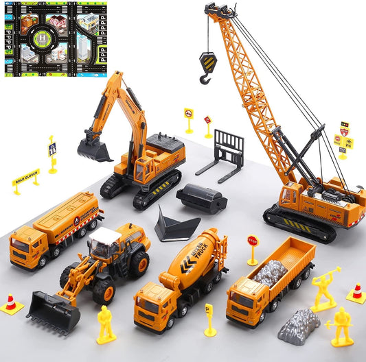 JoyStone Construction Vehicles Boys Toy Playsets, Crane Truck Excavator Crane Dump Truck Toy Car Sets Gift for Kids Toddlers