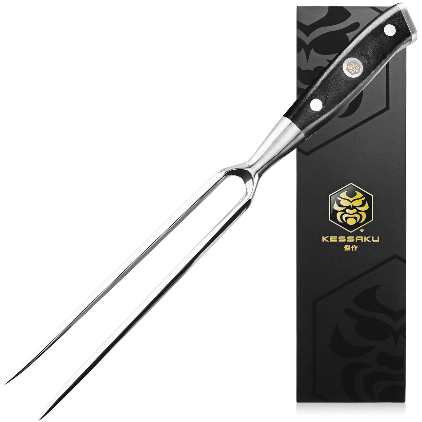 Kessaku Meat Fork - 7 inch - Dynasty Series - Dual-Prong Carving & BBQ Fork - Forged High Carbon Stainless Steel - G10 Garolite Handle