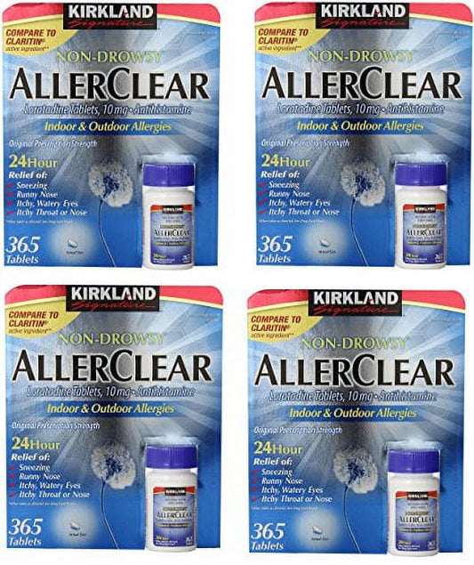 Kirkland Signature Allerclear Loratadine Antihistamine Tablets 10mg 365Ct 4 Pack