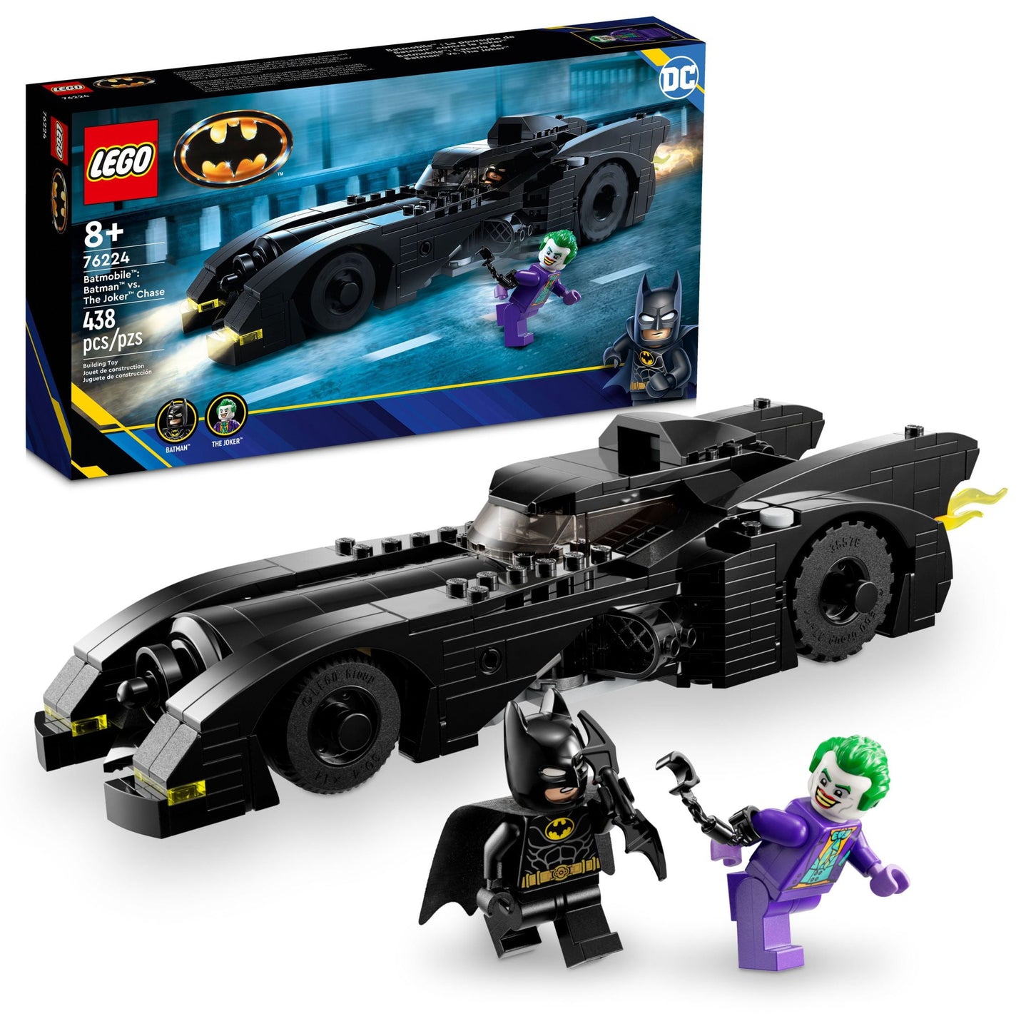 LEGO DC Batmobile: Batman vs. The Joker Chase 76224 Building Toy Set, this DC Super Hero Toy Features Batman's Iconic Vehicle with Weapons and a Minifigure Compatible Cockpit, DC Gift for 8 Year Olds