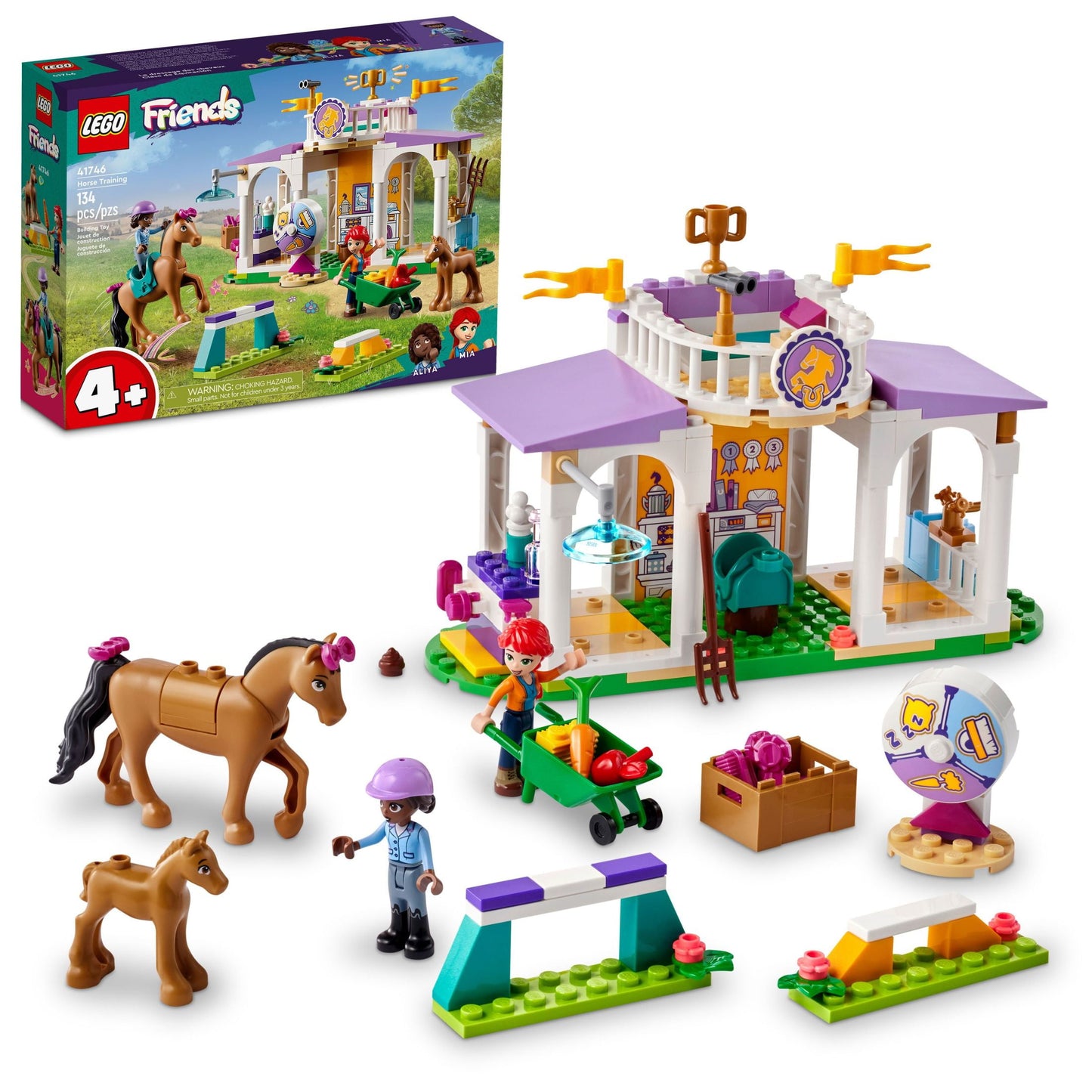 LEGO Friends Horse Training Toddler Building Toy, Great Birthday Gift for Ages 4+ with 2 Mini-Dolls, Stable, 2 Horse Characters and Animal Care Accessories, 41746